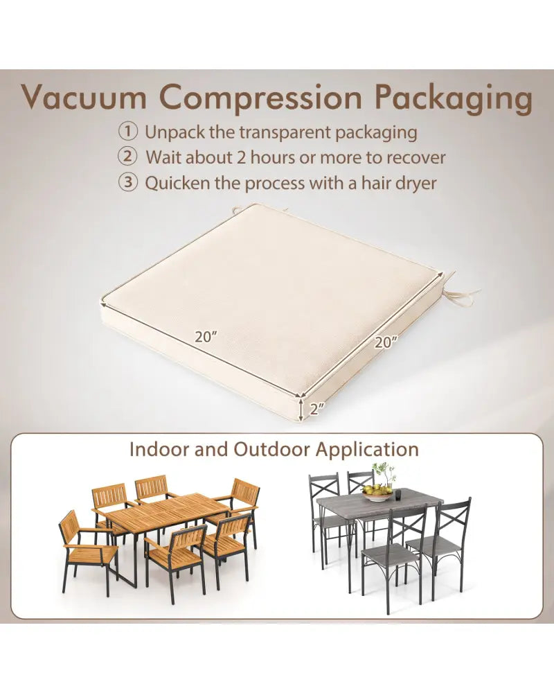Outdoor Chair Cushion Set of 4 Waterproof Olefin Seat Cushions-Beige - Beige - Outdoor Furniture Accessories