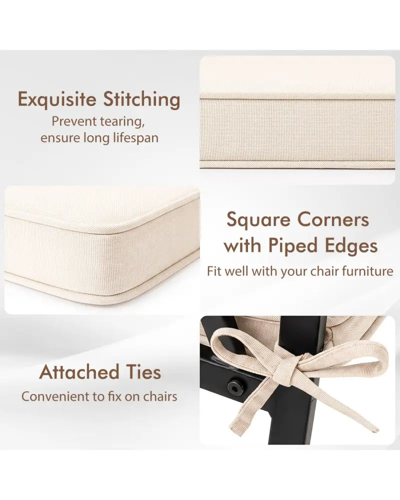 Outdoor Chair Cushion Set of 4 Waterproof Olefin Seat Cushions-Beige - Beige - Outdoor Furniture Accessories