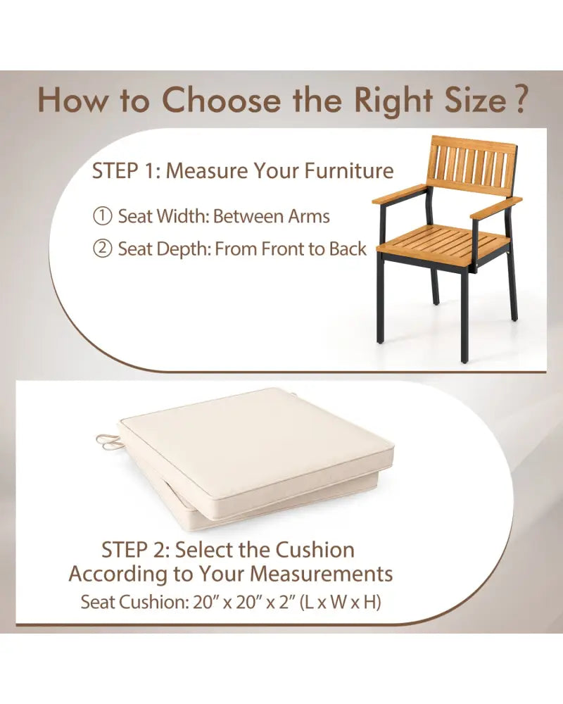 Outdoor Chair Cushion Set of 4 Waterproof Olefin Seat Cushions-Beige - Beige - Outdoor Furniture Accessories