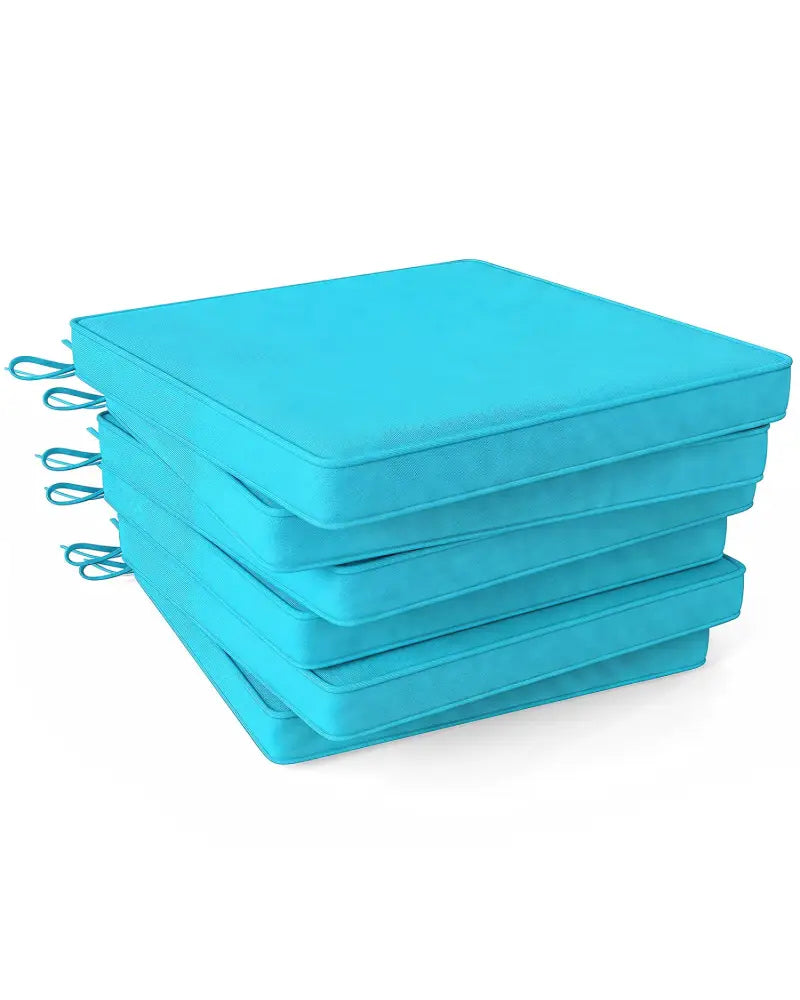 Outdoor Chair Cushion Set of 6 Waterproof Olefin Seat Cushions-Turquoise - Turquoise - Outdoor Furniture Accessories