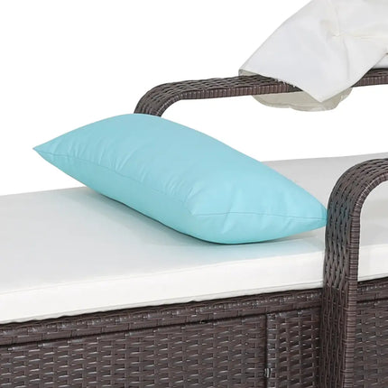 Outdoor Chaise Lounge Chair and Table Set with Folding Canopy and Armrests - Brown - Outdoor Chaise Lounges