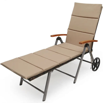 Outdoor Chaise Lounge Chair Rattan Lounger Recliner Chair - Brown - Outdoor Chaise Lounges