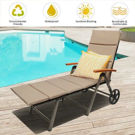 Outdoor Chaise Lounge Chair Rattan Lounger Recliner Chair - Brown - Outdoor Chaise Lounges