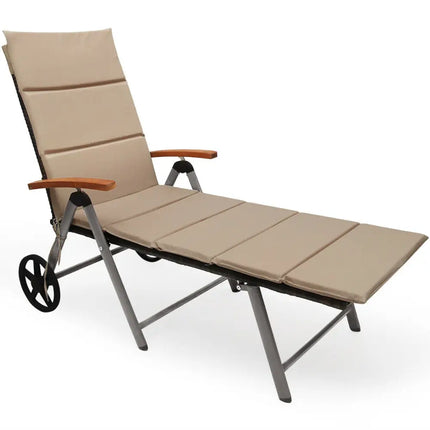 Outdoor Chaise Lounge Chair Rattan Lounger Recliner Chair - Brown - Outdoor Chaise Lounges
