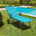 Outdoor Chaise Lounge Chair Rattan Lounger Recliner Chair-Turquoise - Turquoise - Outdoor Chaise Lounges
