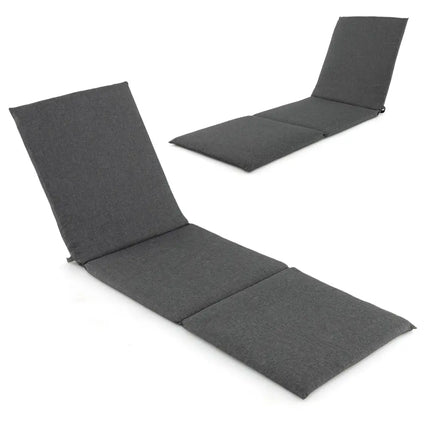 Outdoor Chaise Lounge Cushion Patio Furniture Folding Pad with Fixing Straps-Dark Gray - Dark Gray - Outdoor Furniture