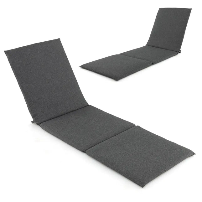 Outdoor Chaise Lounge Cushion Patio Furniture Folding Pad with Fixing Straps-Dark Gray - Dark Gray - Outdoor Furniture