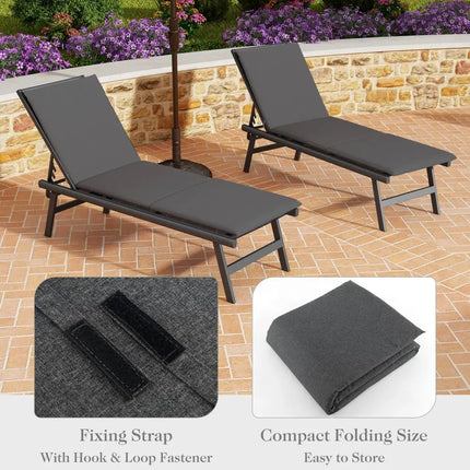 Outdoor Chaise Lounge Cushion Patio Furniture Folding Pad with Fixing Straps-Dark Gray - Dark Gray - Outdoor Furniture