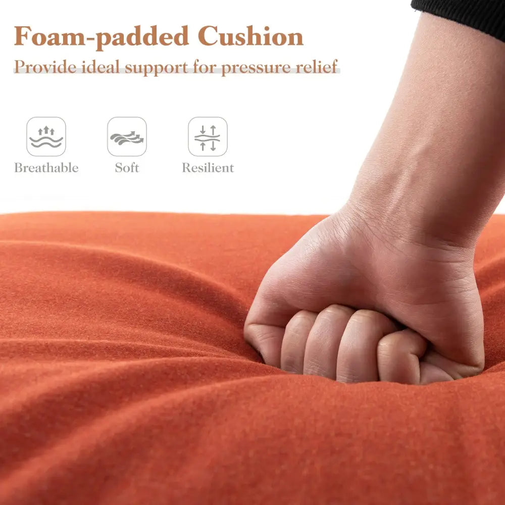 Outdoor Chaise Lounge Cushion Patio Furniture Folding Pad with Fixing Straps-Orange - Orange - Outdoor Furniture