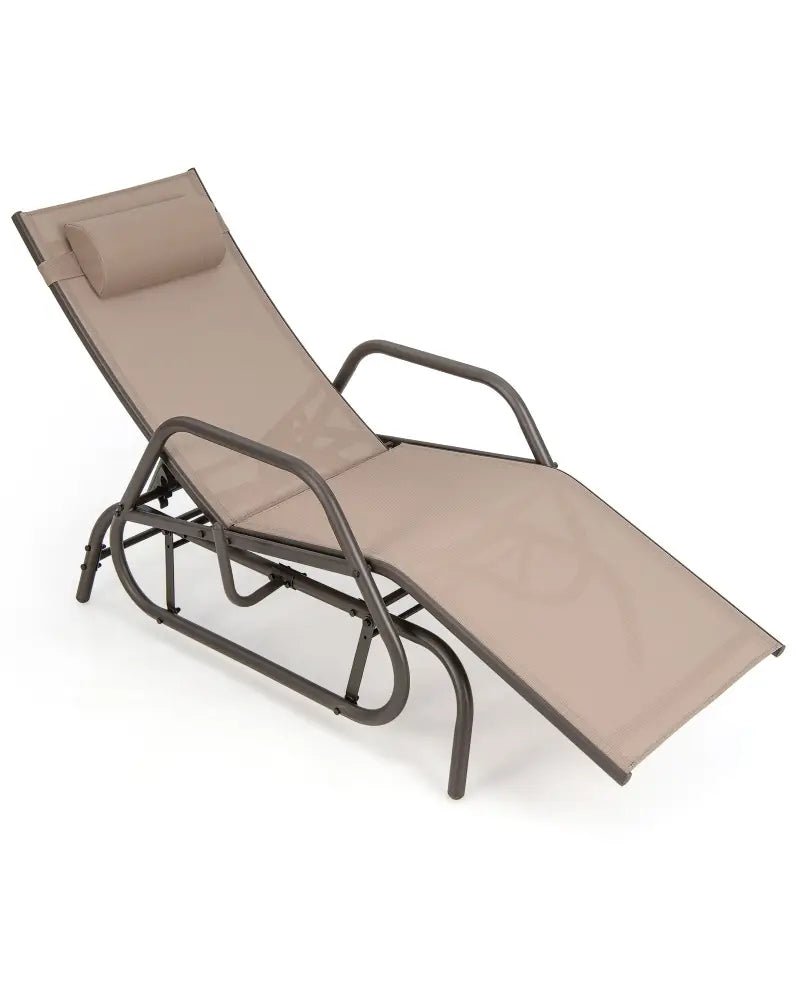 Outdoor Chaise Lounge Glider Chair with Armrests and Pillow-Rustic Brown - Rustic Brown - Outdoor Chaise Lounges
