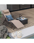 Outdoor Chaise Lounge Glider Chair with Armrests and Pillow-Rustic Brown - Rustic Brown - Outdoor Chaise Lounges