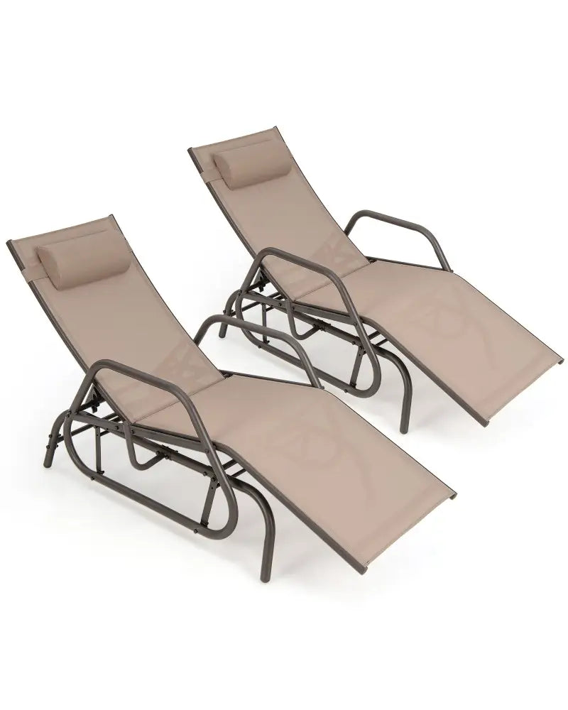 Outdoor Chaise Lounge Glider Chair with Armrests and Pillow-Rustic Brown - Rustic Brown - Outdoor Chaise Lounges