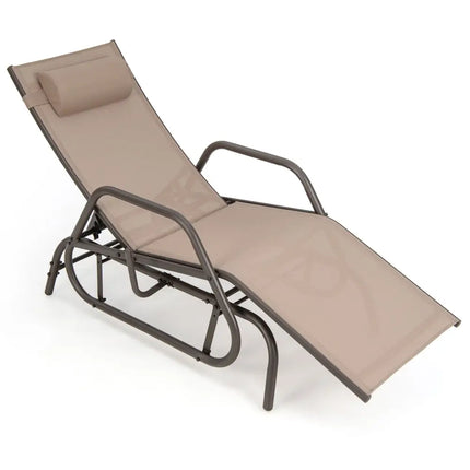 Outdoor Chaise Lounge Glider Chair with Armrests and Pillow-Rustic Brown - Rustic Brown - Outdoor Chaise Lounges