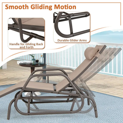 Outdoor Chaise Lounge Glider Chair with Armrests and Pillow-Rustic Brown - Rustic Brown - Outdoor Chaise Lounges