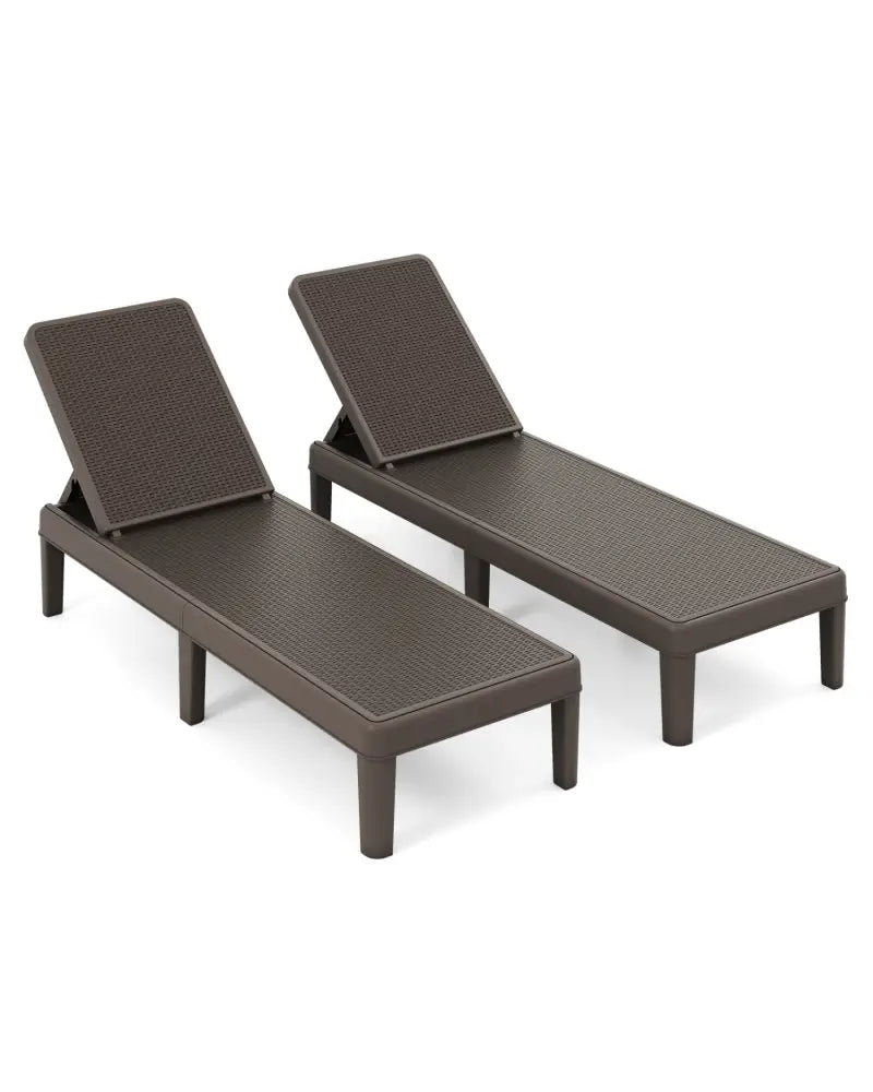 Outdoor Chaise Lounger Chair with Waterproof Rattan Textured PP Surface and 330 lbs Capacity-Brown - Brown - Outdoor