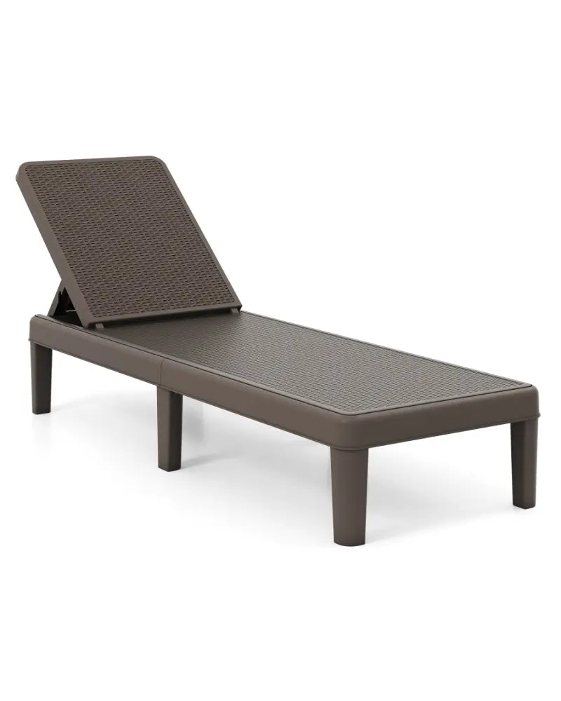 Outdoor Chaise Lounger Chair with Waterproof Rattan Textured PP Surface and 330 lbs Capacity-Brown - Brown - Outdoor
