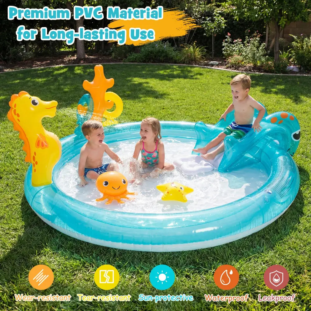 Outdoor Children Summer Water Park for Backyard and Garden - Multicolor - Inflatable Water Slides