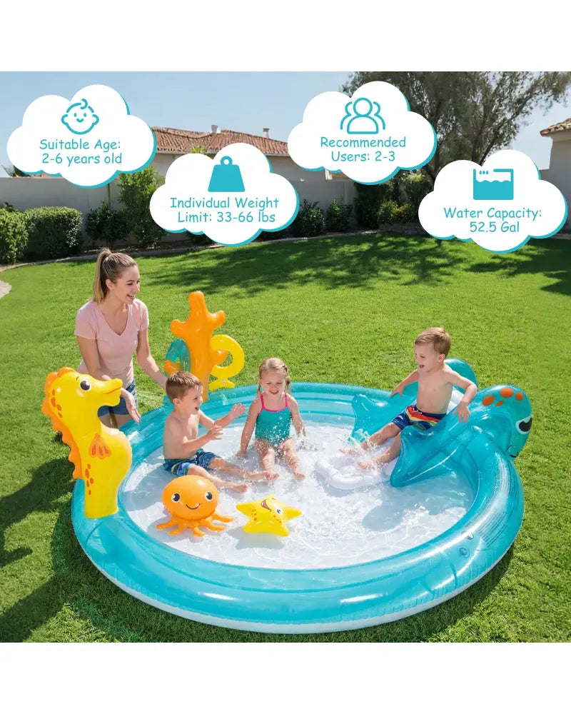 Outdoor Children Summer Water Park for Backyard and Garden - Multicolor - Inflatable Water Slides