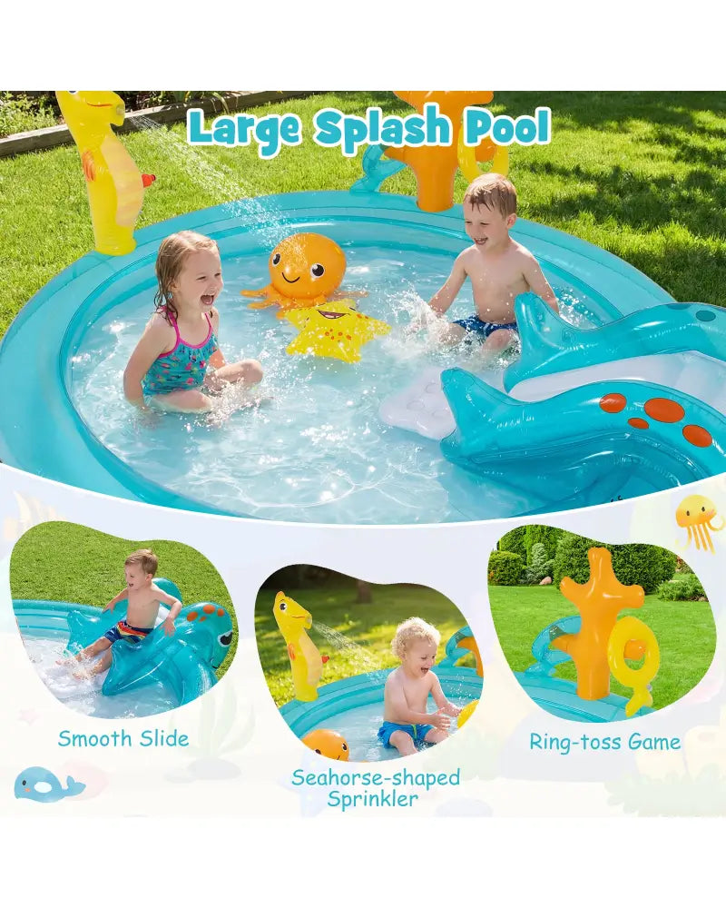 Outdoor Children Summer Water Park for Backyard and Garden - Multicolor - Inflatable Water Slides
