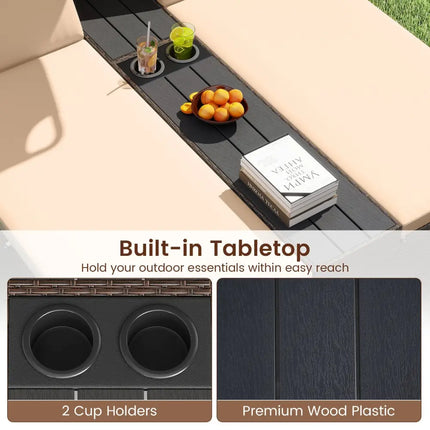 Outdoor Daybed with Adjustable Backrests 2-Person PE Rattan Patio Bed-Brown - Brown - Outdoor Chaise Lounges