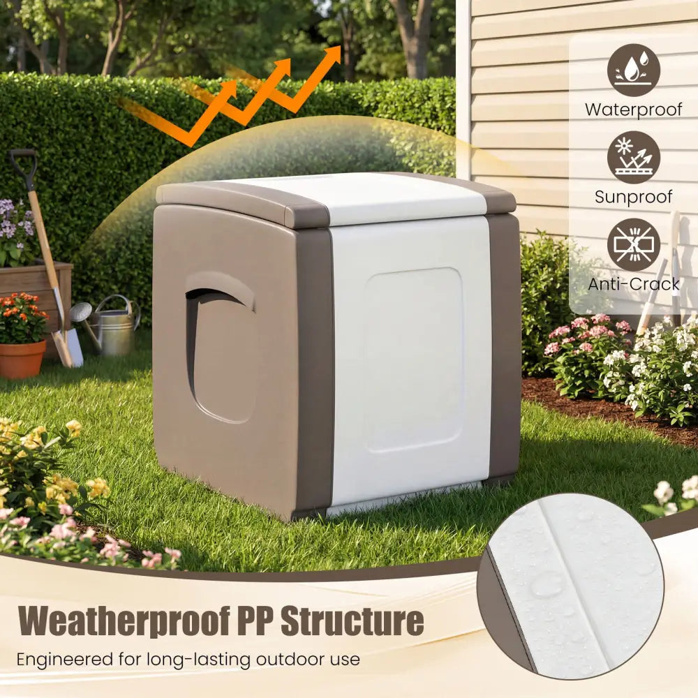 Outdoor Deck Box with Lid for Packages and Garden-Beige - Beige - Sheds & Outdoor Storage