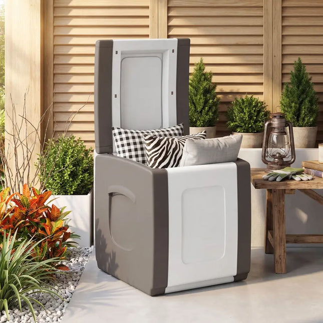 Outdoor Deck Box with Lid for Packages and Garden-Beige - Beige - Garden Tools