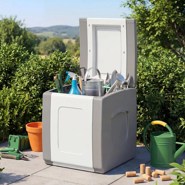 Outdoor Deck Box with Lid for Packages and Garden-Gray - Gray - Garden Tools