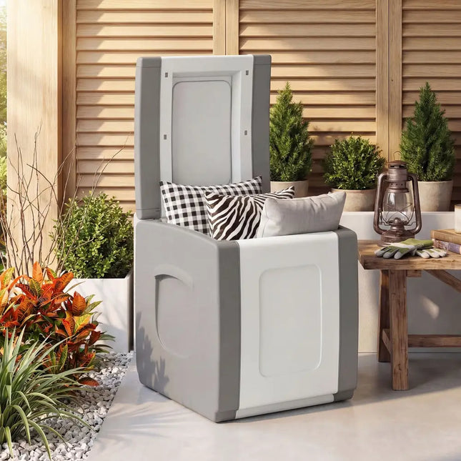 Outdoor Deck Box with Lid for Packages and Garden-Gray - Gray - Garden Tools