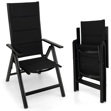 Outdoor Dining Chair with Soft Padded Seat and 7-Position Adjustable Backrest-Black - Black - Patio Dining Chairs