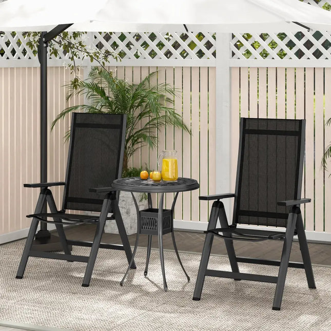 Outdoor Dining Chair with Soft Padded Seat and 7-Position Adjustable Backrest Set of 2-Black - Black - Patio Dining