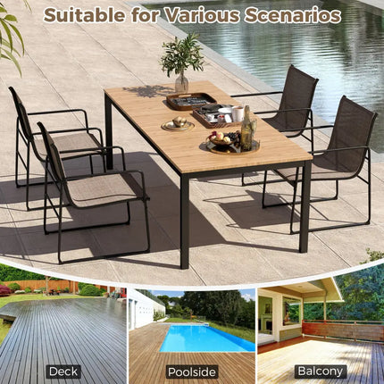 Outdoor Dining Chairs Set of 2 Patio Furniture Chair with Breathable Seat and Backrest-Brown - Brown - Patio Dining