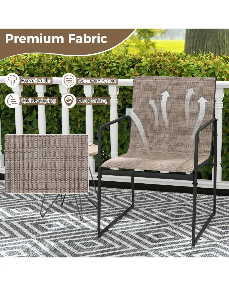 Outdoor Dining Chairs Set of 2 Patio Furniture Chair with Breathable Seat and Backrest-Brown - Brown - Patio Dining
