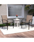 Outdoor Dining Chairs Set of 2 with High Back and Metal Frame-Light Brown - Coffee - Patio Dining Chairs