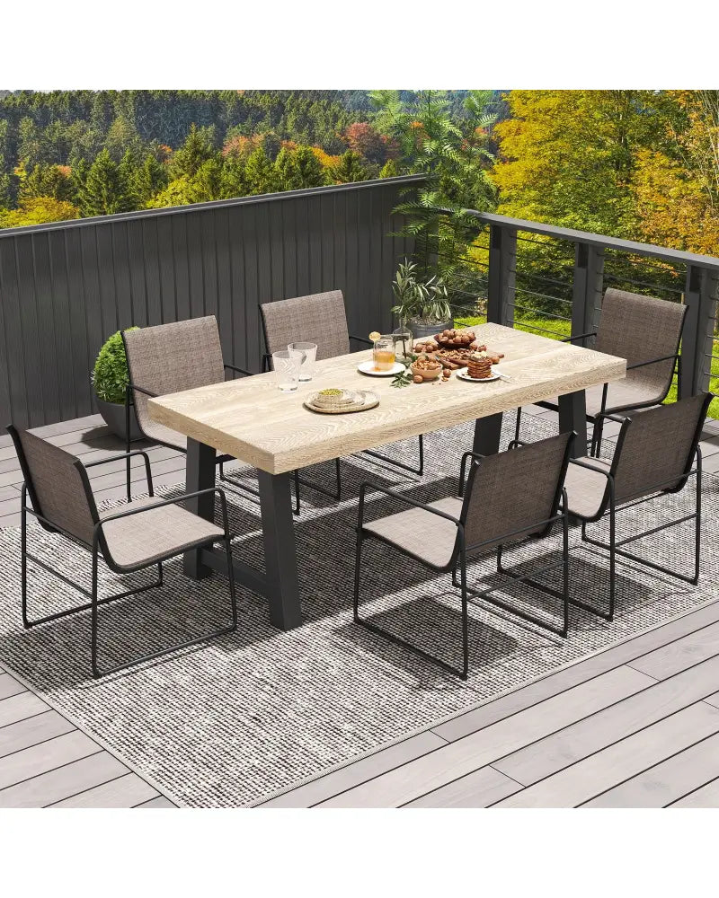 Outdoor Dining Chairs Set of 4 Patio Furniture Chair with Breathable Seat and Backrest-Brown - Brown - Patio Dining