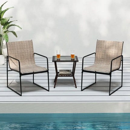 Outdoor Dining Chairs Set of 4 Patio Furniture Chair with Breathable Seat and Backrest-Brown - Brown - Patio Dining