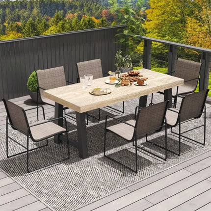 Outdoor Dining Chairs Set of 4 Patio Furniture Chair with Breathable Seat and Backrest-Brown - Brown - Patio Dining