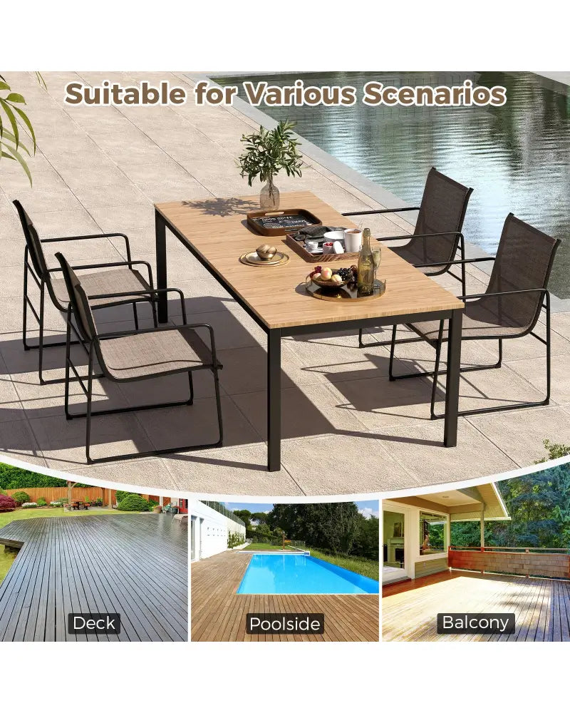 Outdoor Dining Chairs Set of 4 Patio Furniture Chair with Breathable Seat and Backrest-Brown - Brown - Patio Dining