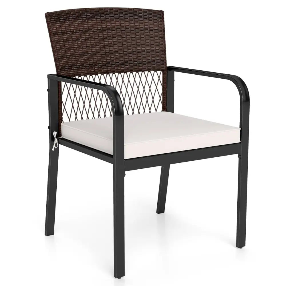 Outdoor Dining Chairs Set of 4 with Padded Cushion and Adjustable Feet for Patio-Beige - Beige - Patio Dining Chairs