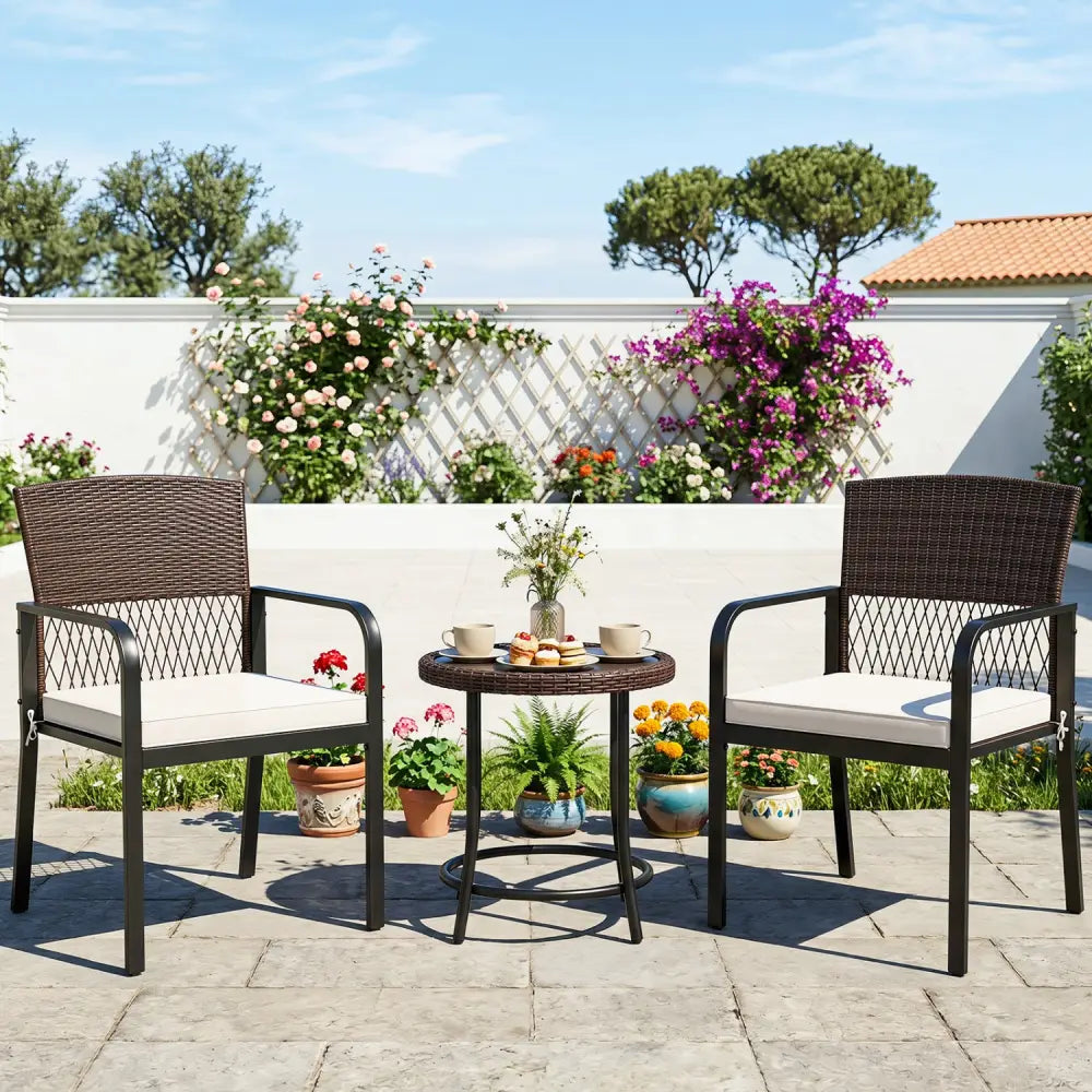 Outdoor Dining Chairs Set of 4 with Padded Cushion and Adjustable Feet for Patio-Beige - Beige - Patio Dining Chairs