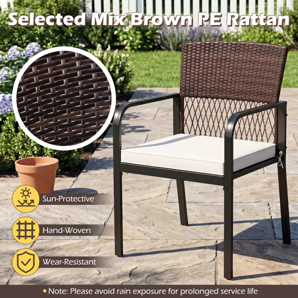 Outdoor Dining Chairs Set of 4 with Padded Cushion and Adjustable Feet for Patio-Beige - Beige - Patio Dining Chairs