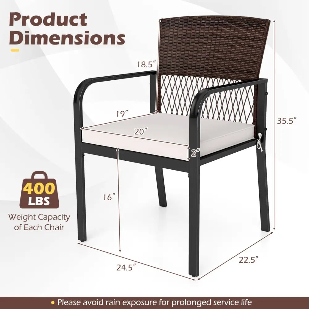 Outdoor Dining Chairs Set of 4 with Padded Cushion and Adjustable Feet for Patio-Beige - Beige - Patio Dining Chairs