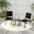 Outdoor Dining Chairs with Breathable Seat and Backrest for Backyard Porch Poolside-1 Piece - Black - Patio Dining