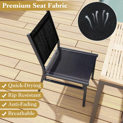 Outdoor Dining Chairs with Breathable Seat and Backrest for Backyard Porch Poolside-1 Piece - Black - Patio Dining