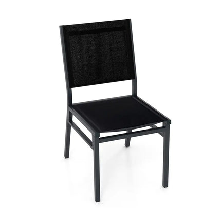 Outdoor Dining Chairs with Breathable Seat and Backrest for Backyard Porch Poolside-1 Piece - Black - Patio Dining