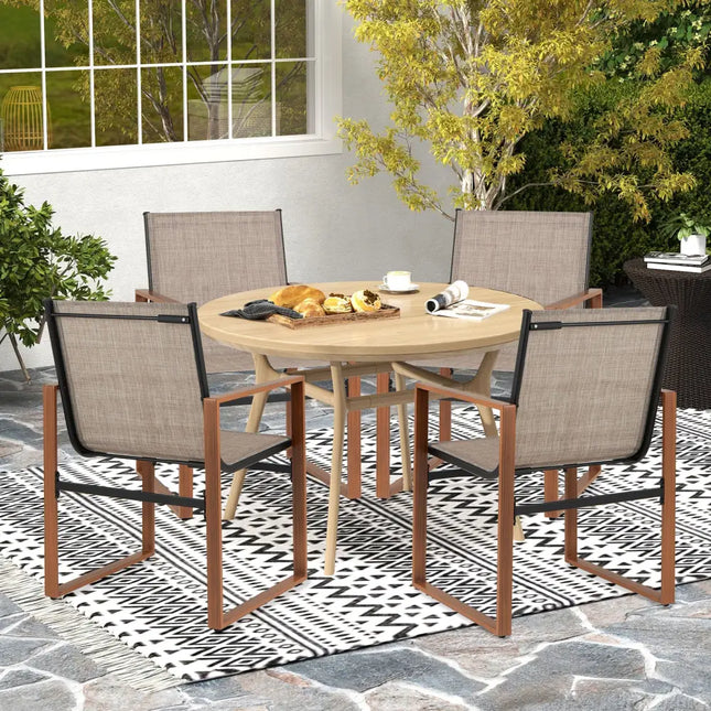 Outdoor Dining Chairs with Breathable Seat and Backrest Set of 2-Brown - Brown - Patio Dining Chairs