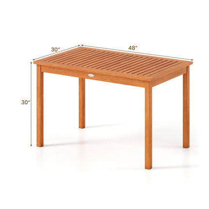 Outdoor Dining Table for 4-6 People 48 Inches Wood Rectangular Patio Table - Natural - Patio Dining Tables