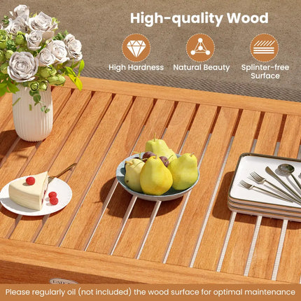 Outdoor Dining Table for 4-6 People 48 Inches Wood Rectangular Patio Table - Natural - Patio Dining Tables