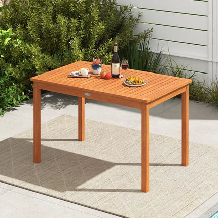 Outdoor Dining Table for 4-6 People 48 Inches Wood Rectangular Patio Table - Natural - Patio Dining Tables
