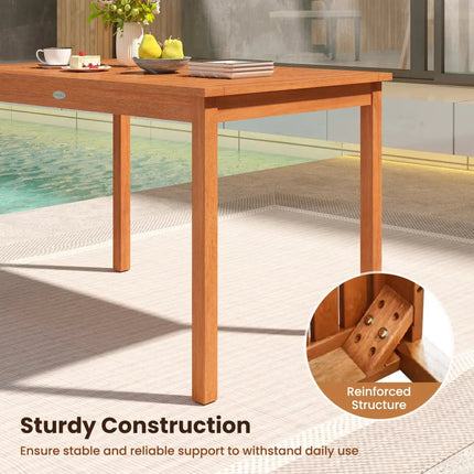Outdoor Dining Table for 4-6 People 48 Inches Wood Rectangular Patio Table - Natural - Patio Dining Tables