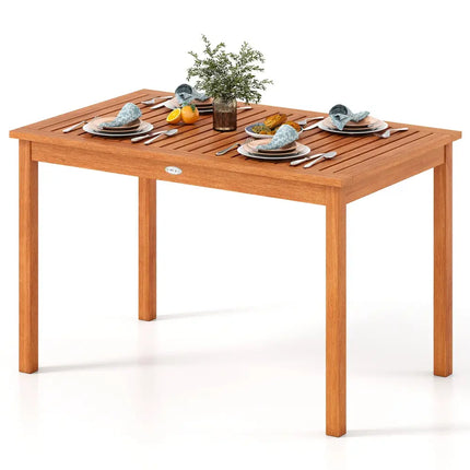 Outdoor Dining Table for 4-6 People 48 Inches Wood Rectangular Patio Table - Natural - Patio Dining Tables